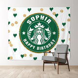 Allenjoy Personalized Text Coffee Theme Birthday Backdrop