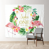 Allenjoy Personalized Tropical Flamingo Birthday Party Backdrop