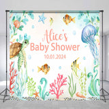 Allenjoy Personalized Undersea Creatures Baby Shower Backdrop