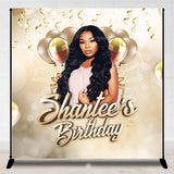 Allenjoy Personalized White Gold Bokeh Photo Birthday Backdrop