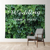 Allenjoy Personalized Whole Green Leaves Wedding Backdrop