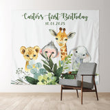 Allenjoy Personalized Wild One Safari Birthday Backdrop Banner