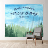 Allenjoy Personalized Wild Wonder Birthday Backdrop Banner