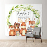 Allenjoy Personalized Woodland Animals Flowers Baby Shower Backdrop