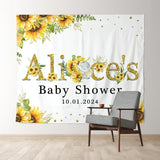 Allenjoy Personalized Yellow Sunflower Baby Shower Backdrop