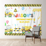 Allenjoy Personalized Yellow Toy Truck Boy Birthday Backdrop