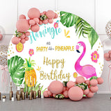 Allenjoy Pineapple Flamingo Monsteras Circle Birthday Backdrop