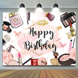 Allenjoy Pink Abstract Cosmetic Pattern Happy Birthday Backdrop