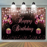 Allenjoy Pink And Black Ballon Glitter Bokeh Birthday Backdrop