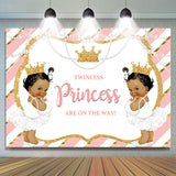 Allenjoy Pink And Gold Twincess Princess Baby Shower Backdrop