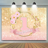 Allenjoy Pink And Golden 1St Birthday Glitter Bokeh Backdrop