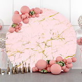 Allenjoy Pink And Golden Abstract Round Birthday Backdrop