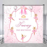 Allenjoy Pink Ballet Princess Custom 2Nd Birthday Backdrop