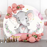 Allenjoy Pink Balloon Star Elephant Round Birthday Backdrop