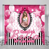 Allenjoy Pink Balloons Stripes Custom Birthday Party Backdrop