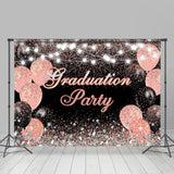 Allenjoy Pink Black Balloon Lights Graduation Party Backdrop