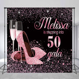 Allenjoy Pink Black Sparkle Heels Custom Birthday Backdrop