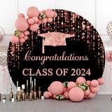 Allenjoy Pink Black Sparkle Simple Circle Graduation Backdrop