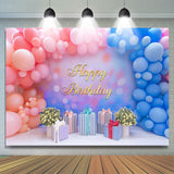 Allenjoy Pink Blue Balloons Gifts Happy Birthday Backdrop