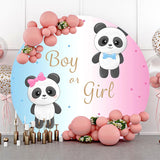 Allenjoy Pink Blue Panda Round Backdrop Gender Reveal