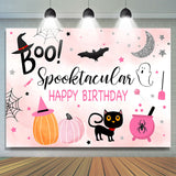 Allenjoy Pink Boo Spooktacular Fun Halloween Birthday Backdrop