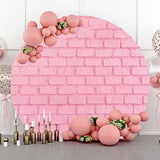 Allenjoy Pink Brick Texture Wall Round Backdrop Birthday