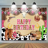 Allenjoy Pink Bunting Board Ranch Birthday Backdrop Girl