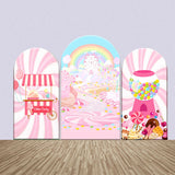 Allenjoy Pink Candyland Rainbow Birthday Arch Backdrop Kit