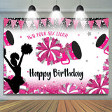 Allenjoy Pink Cheerleading Stars Backdrop Birthday Party