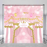 Allenjoy Pink Circus Balloon Bokeh Custom Birthday Backdrop