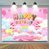 Allenjoy Pink Dessert Candyland Theme Happy Birthday Backdrop