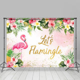 Allenjoy Pink Flame Bird Monstera Tropical Dance Backdrop