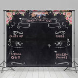 Allenjoy Pink Floral Blackboard 2024 Graduation Backdrop