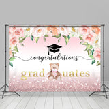 Allenjoy Pink Floral Bokeh Congratulations Graduates Backdrop