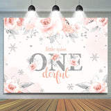 Allenjoy Pink Floral Little Miss Onederful Birtheday Backdrop