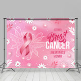 Allenjoy Pink Flower Butterfly Breast Cancer Month Backdrop