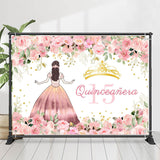 Allenjoy Pink Flower Quinceanera Girl 15Th Birthday Backdrop