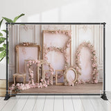 Allenjoy Pink Flowers And Picture Frame Wedding Backdrop