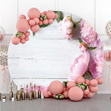 Allenjoy Pink Flowers Wooden Happy Birthday Spring Backdrop