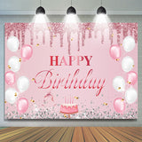 Allenjoy Pink Glitter Balloon Cake Diamond Birthday Backdrop