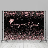 Allenjoy Pink Glitter Black Congrats Grad Party Backdrop