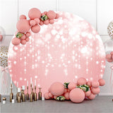 Allenjoy Pink Glitter Bokeh Simple Circle Birthday Backdrop