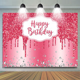 Allenjoy Pink Glitter Diamond Birthday Backdrop Girl