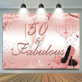 Allenjoy Pink Glitter Heels 50Th Fabulous Birthday Backdrop