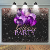 Allenjoy Pink Glitter Purple Balloons Happy Birthday Backdrop