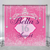 Allenjoy Pink Glitter Tiara Custom 16Th Birthday Backdrop