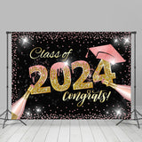 Allenjoy Pink Gold Glitter Champagne 2023 Graduation Backdrop