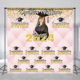 Allenjoy Pink Gold Repeat Custom Photo Graduation Backdrop