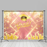 Allenjoy Pink Golden Hat Bokeh Stars Graduation Backdrop