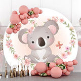 Allenjoy Pink Koala Flowers Butterfly Themed Round Backdrop